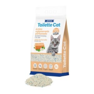 TOILETTE CAT ARENA AGLOMERANTE BENTONITA PERFUMADA JABON DE MARSELLA 5L