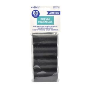 BOLSAS HIGIENICAS 4 ROLLOS de 20 bolsas NEGRO