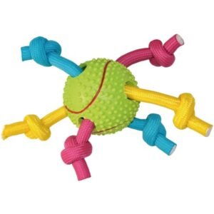 TENNIS DE GOMA CON CUERDA TRICOLOR 6cm