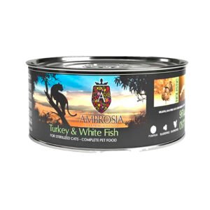 AMBROSIA GF CAT LATA PAVO & PESCADO BLANCO 150GR