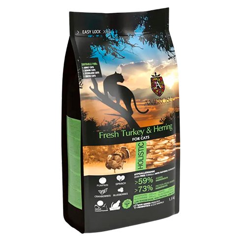 AMBROSIA CAT GF STERILIZED PAVO Y ARENQUE
